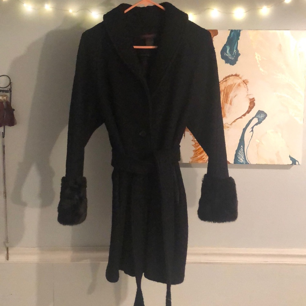 Pea Coat with fur cuffs